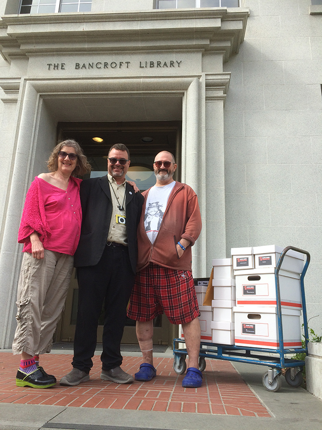 Linda Mac, Steven Black, Michael LaBash in front of Bancroft Library